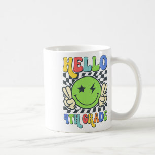 Caneca De Café Olá Vibes da 4ª Série Rosto Sorridente Groovy De V