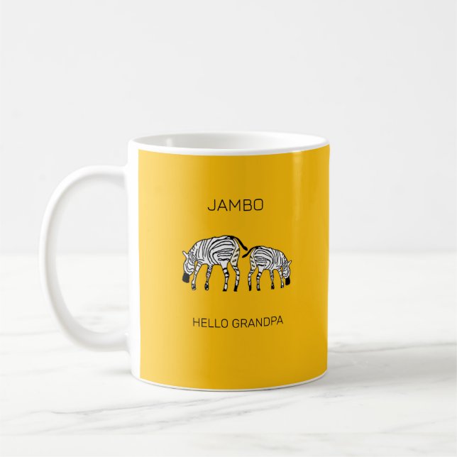 Caneca De Café Olá vovô Cute Zebras Queniana (Esquerda)