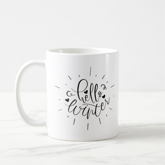 Caneca De Café Olá Winter Decorative Modern Script (Esquerda)