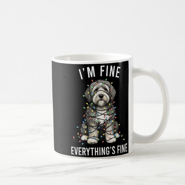 Caneca De Café Old English Sheepdog Christmas I'm Fine Everything (Direita)