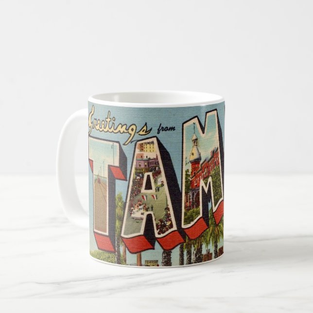 Caneca De Café Old Tampa Florida Greeting Mug (Frente Esquerda)