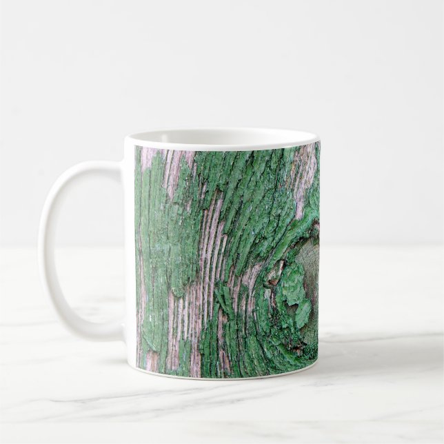 Caneca De Café Old Weathered Painted Green Wood Background Textur (Esquerda)