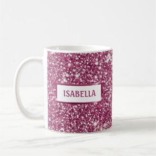 Caneca De Café Olhar de Textura de Brilho Rosa Falso Com Nome Per