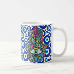 Caneca De Café Olhar Mau Proteção Colorida, Estilo Amuleto Nazar