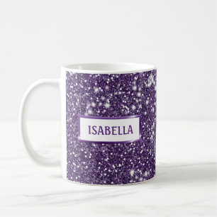 Caneca De Café Olhar Textura Brilho Roxo Falso Com Seu Nome
