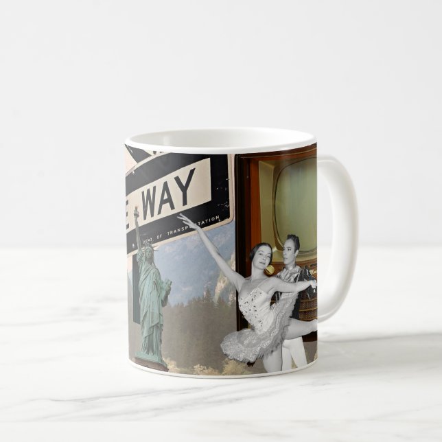 Caneca De Café Olhar Vintage Colagem Americana (Frente Esquerda)