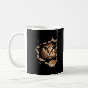 Caneca De Café Olhares de gatinho fofo de tecido rasgado Gatos