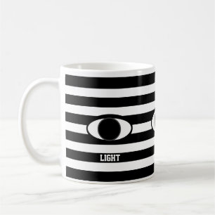 Caneca De Café Olho Abstrato Elegante em Listras Pretas e Brancas