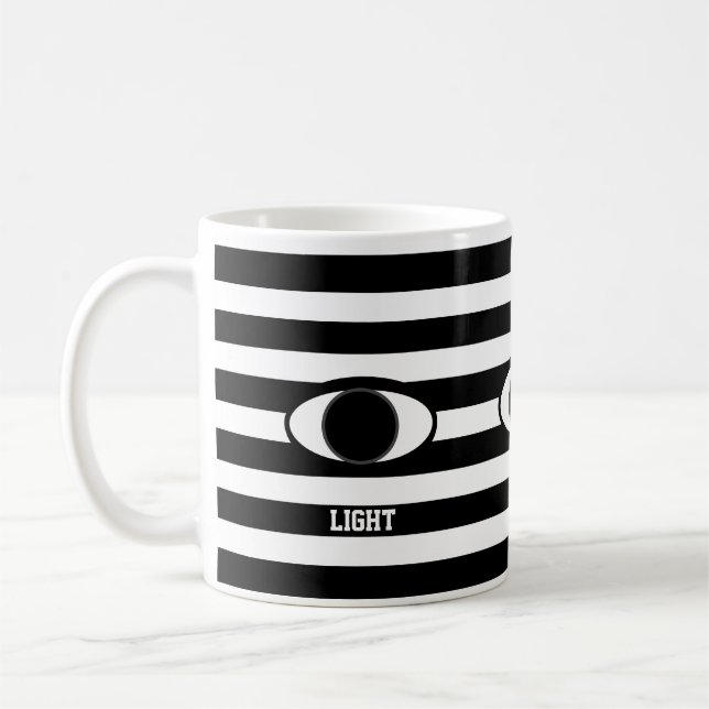 Caneca De Café Olho Abstrato Elegante em Listras Pretas e Brancas (Esquerda)