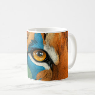 Caneca De Café olho de tigre colorido brilhantemente, rodeado por