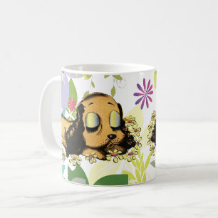 Caneca De Café olho grande dormindo Puppy Cão Cartoon Animal Art