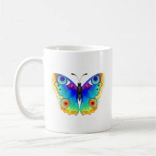 Caneca De Café Olho Peacock da Borboleta Arco-Íris