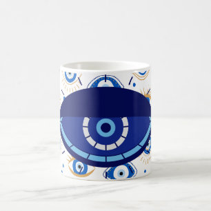 Caneca De Café Olho Turco Colorido de Proteção, Estilo Amuleto Na