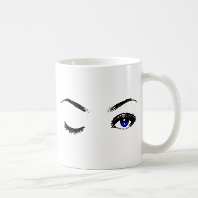 Caneca De Café Olhos Azuis bonito Piscando (Direita)