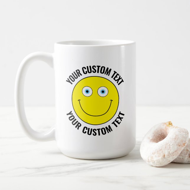 Caneca De Café Olhos Azuis e AMARELOS Personalizados (Com Donut)