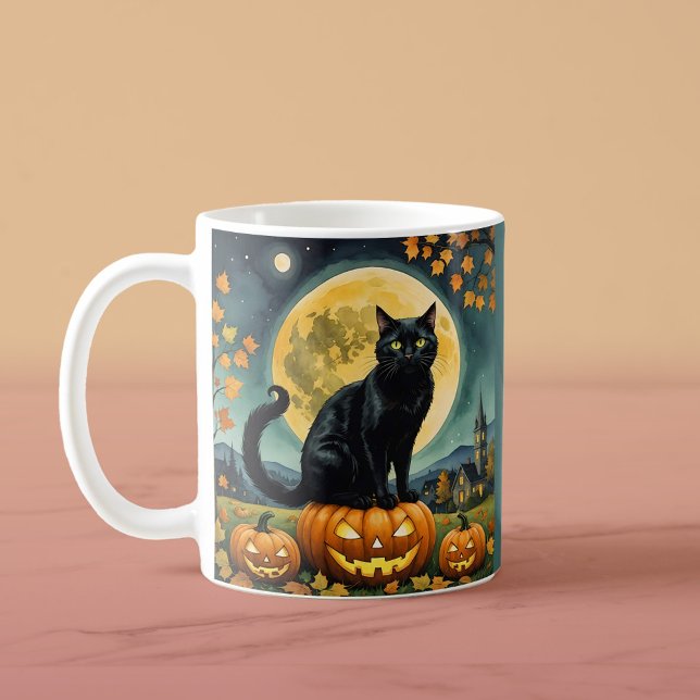 Caneca De Café Olhos brilhantes do Dia das Bruxas (Criador carregado)