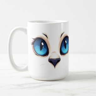 Caneca De Café Olhos de gatinho fofo de perto ilustração do rosto