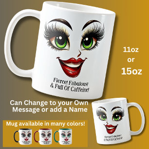 Caneca De Café Olhos Fierozes e Fabulosos Rosto Engraçado