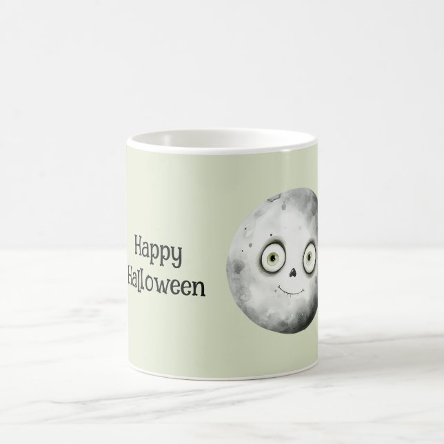 Caneca De Café Olhos Verdes Lua de Halloween (Centro)