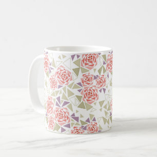 Caneca De Café oliva bege mosaico padrão floral retrô