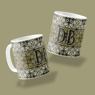 Caneca De Café Olive e Black Boho