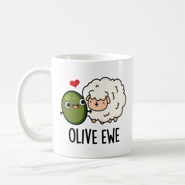 Caneca De Café Olive Ewe Engraçado Love Pun (Esquerda)