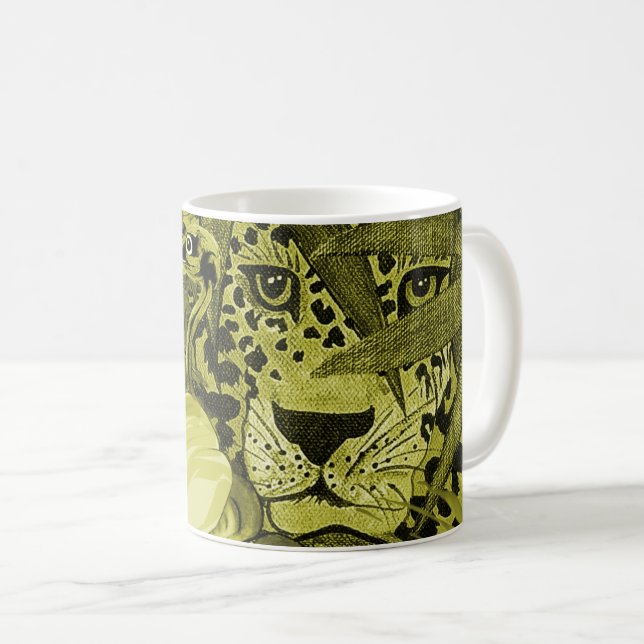 Caneca De Café Olive Leopard Coffee Mug (Frente Esquerda)