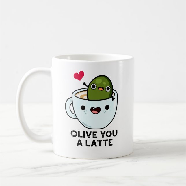 Caneca De Café Olive You A Latny Funny Comida Pun (Esquerda)