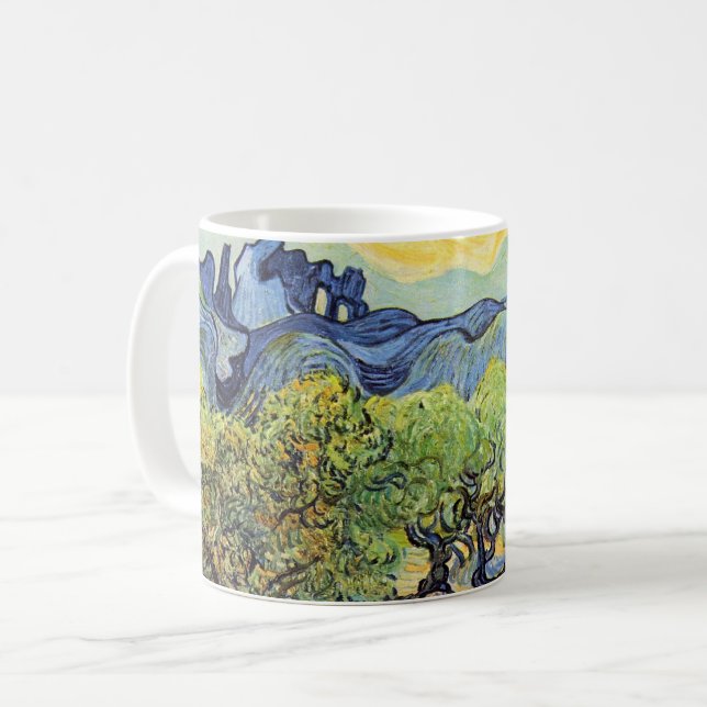Caneca De Café Oliveiras com Alpilles por Vincent van Gogh (Frente Esquerda)