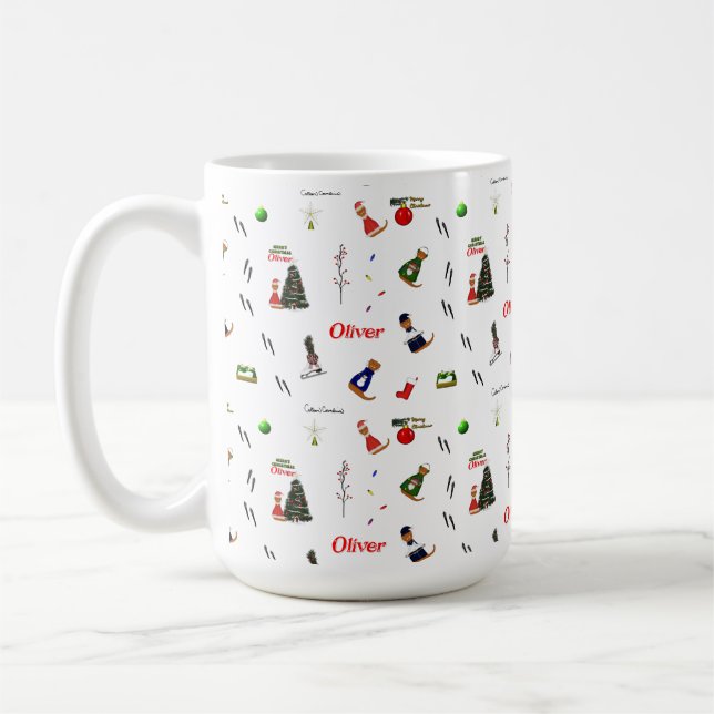 Caneca De Café Oliver A Lontra De Natal Padrão Aleatório (Esquerda)