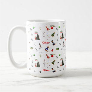 Caneca De Café Oliver The Otter Christmas Random Pattern