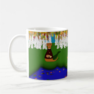 Caneca De Café Oliver The Otter no Lago do Rio Wolf no outono