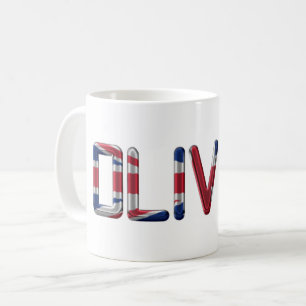 Caneca De Café Oliver UK Flag Name Union Jack Typografia