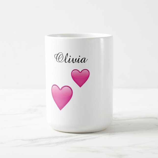 Caneca De Café Olivia Personalized Hearts Emoji Mug (Centro)