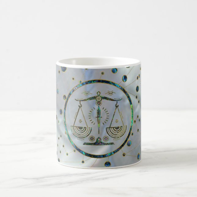 Caneca De Café Olmo Dourado do zodíaco do Libra na constelação (Centro)