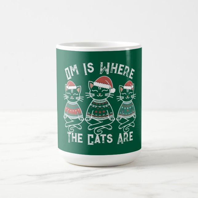 Caneca De Café Om É Onde Estão Os Gatos - Feliz Natal (Centro)