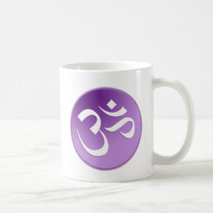 Caneca De Café OM, em roxo e em branco
