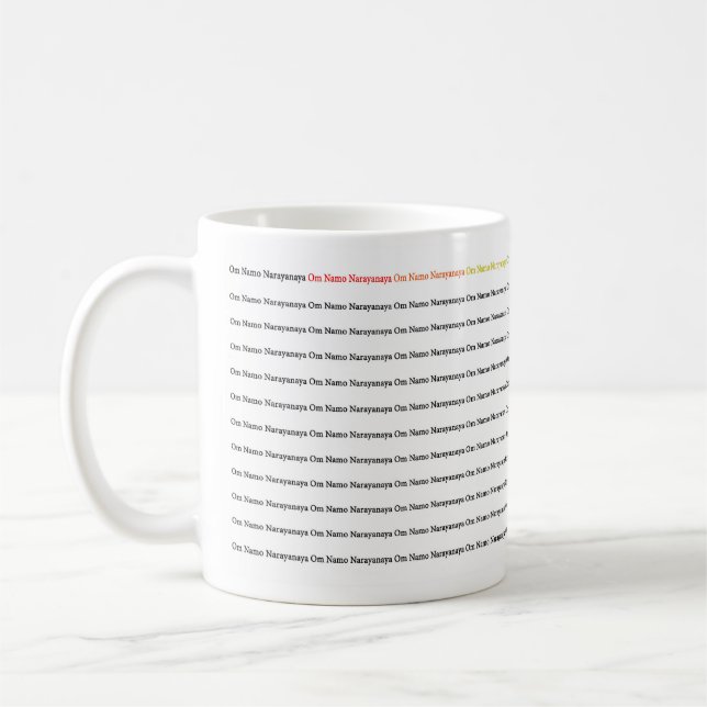 Caneca De Café Om Namo Narayanaya Mantra Mug Inglês (Esquerda)