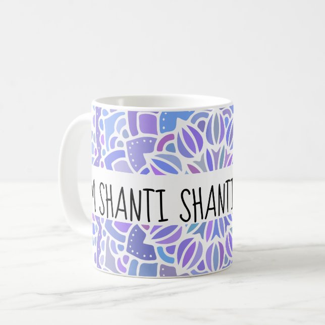 Caneca De Café Om Shanti Boho Purple Mandala (Frente Esquerda)