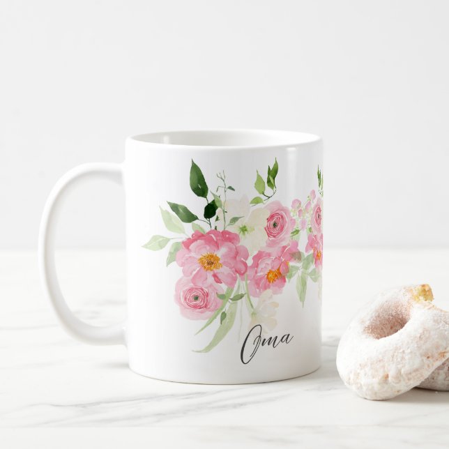 Caneca De Café Oma Floral de Primavera (Com Donut)