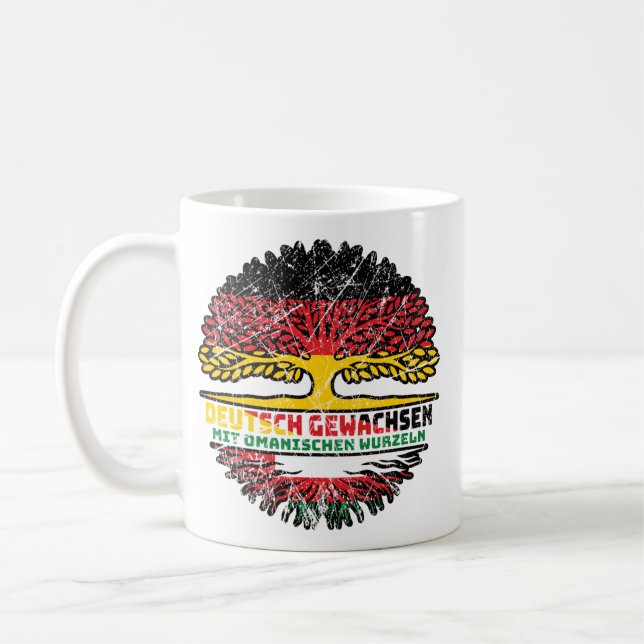 Caneca De Café Oman Omanisch Deutsch Deutschland Baum Wurzel (Esquerda)