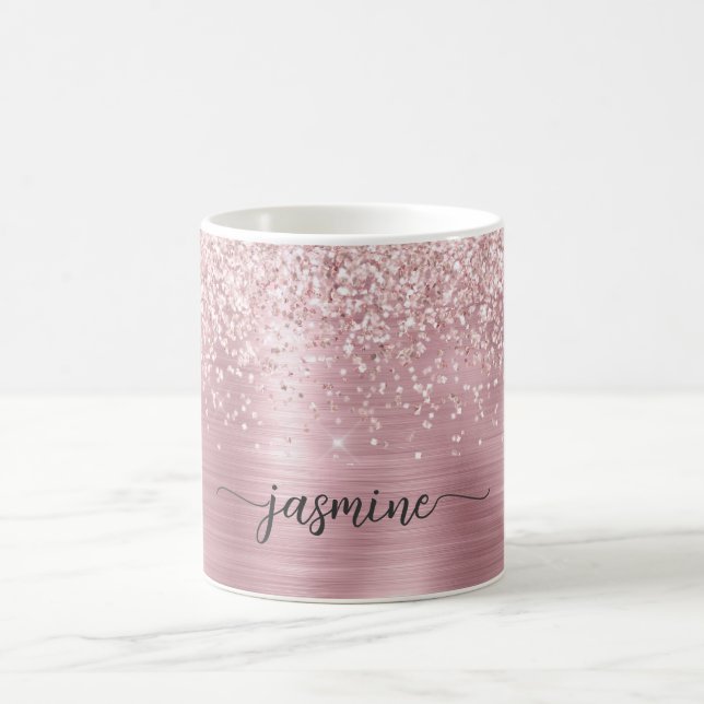 Caneca De Café Ombre de Metal com Glitter em Rose Gold e Assinatu (Centro)