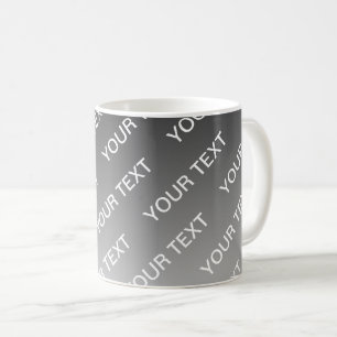Caneca De Café Ombre & Padrão de Texto (cor mutável) Cinza