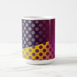 Caneca De Café Ombre Passion Fruta Bolinhas Maroon Teal Amarelo