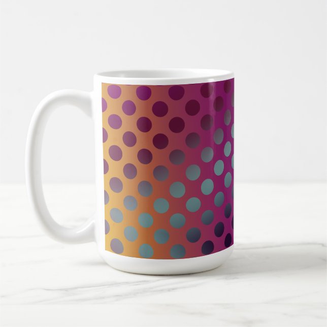 Caneca De Café Ombre Passion Fruta Bolinhas Maroon Teal Amarelo (Esquerda)
