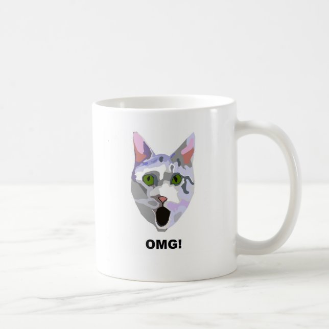 Caneca De Café OMG! CAT 'o que viu? ' (Direita)