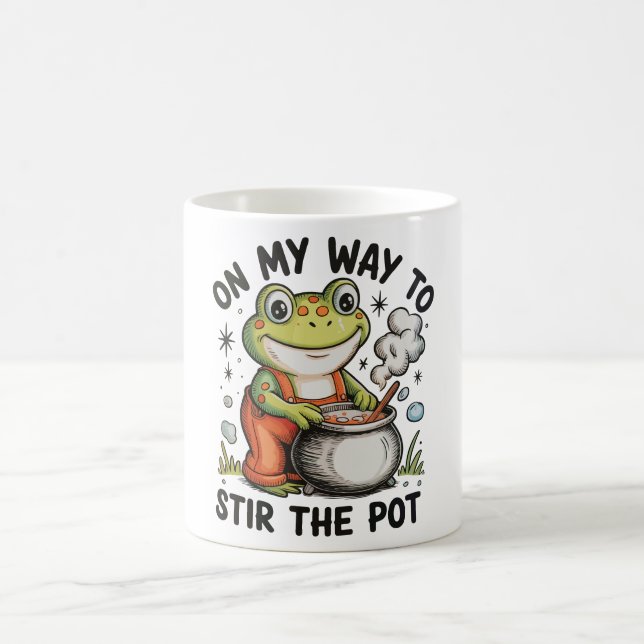 Caneca De Café On My Way To Stir The Pot Funny Frog Sarcastic (Centro)