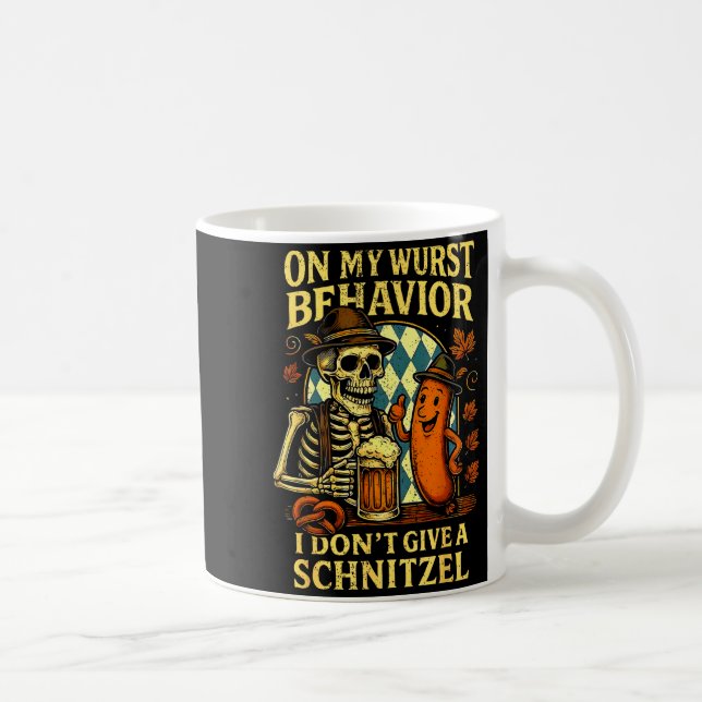 Caneca De Café On My Wurst Behavior Funny Skeleton And Dog  (Direita)