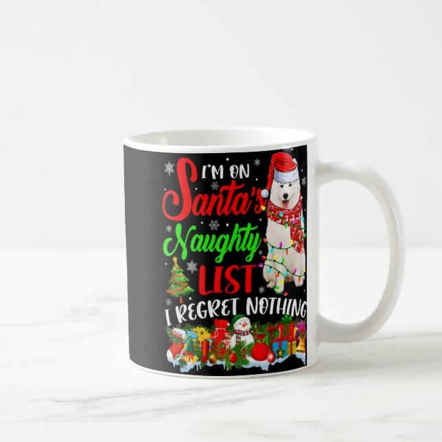 Caneca De Café On Santas Naughty List Xmas American Eskimo  (Direita)