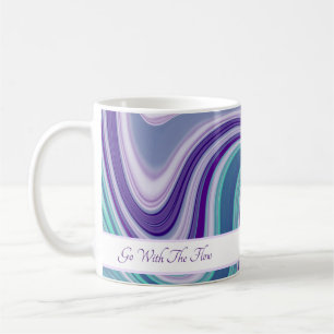 Caneca De Café Onda Abstrato azul roxa